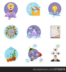 Business startup creative idea money investment decorative icons set isolated vector illustration. Business Startup Set