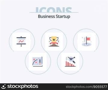 Business Startup Flat Icon Pack 5 Icon Design. goal. business. presentation. prize. win