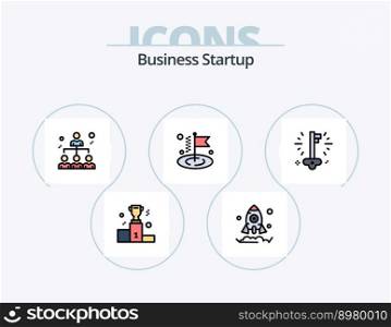 Business Startup Line Filled Icon Pack 5 Icon Design. document. agreement . projector. winner