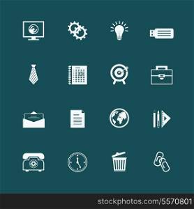 Business stationery supplies internet collection of staples globe monitor and memory card isolated vector illustration