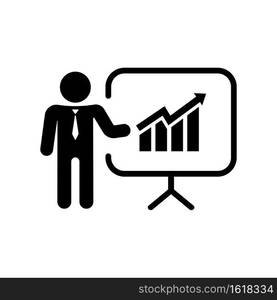 Business statistic presentation icon. Teacher icon. Vector on isolated white background. EPS 10.. Business statistic presentation icon. Teacher icon. Vector on isolated white background. EPS 10