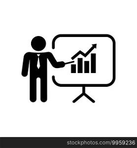 Business statistic presentation icon. Teacher icon. Vector on isolated white background. EPS 10.. Business statistic presentation icon. Teacher icon. Vector on isolated white background. EPS 10
