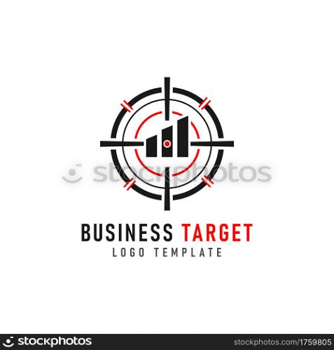 Business Stats Combined with Abstract Target Scope. Modern Logo Design Illustration. Graphic Design Element.