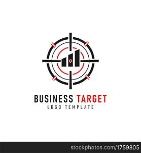 Business Stats Combined with Abstract Target Scope. Modern Logo Design Illustration. Graphic Design Element.
