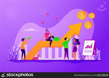 Business strategy, financial analytics. Profit increasing. Sales growth, sales manager, accounting, sales promotion and operations concept. Vector isolated concept creative illustration. Sales growth concept vector illustration
