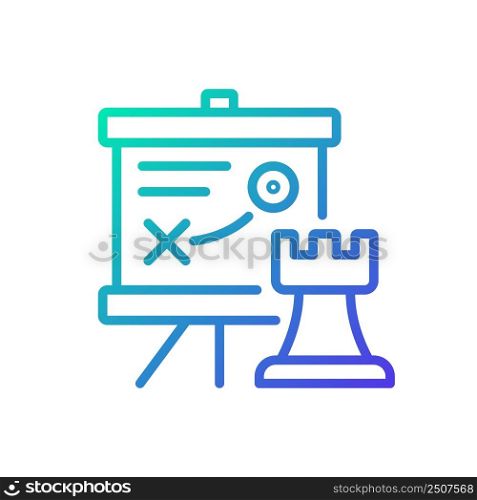 Business strategy gradient linear vector icon. Company plan. Strategic management. Setting goals. Marketing tactics. Thin line color symbol. Modern style pictogram. Vector isolated outline drawing. Business strategy gradient linear vector icon
