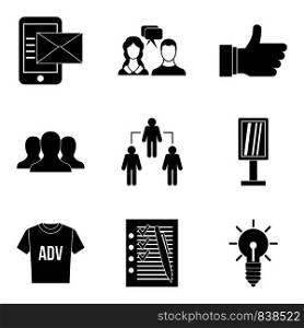 Business strategy icons set. Simple set of 9 business strategy vector icons for web isolated on white background. Business strategy icons set, simple style