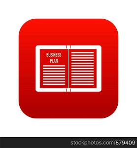 Business strategy plan icon digital red for any design isolated on white vector illustration. Business strategy plan icon digital red