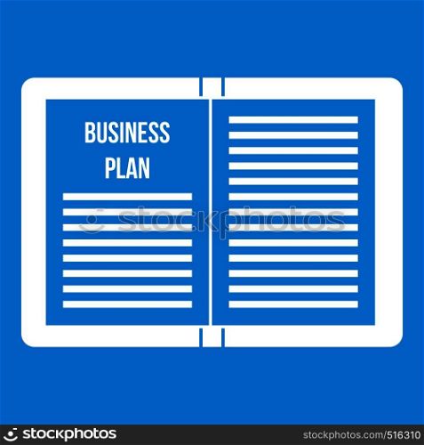 Business strategy plan icon white isolated on blue background vector illustration. Business strategy plan icon white