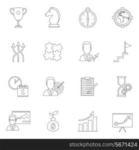 Business strategy planning icon outline with award direction to-do list isolated vector illustration