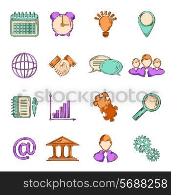 Business strategy planning teamwork collaboration sketch line icons set isolated vector illustration