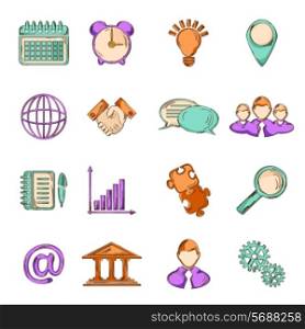 Business strategy planning teamwork collaboration sketch line icons set isolated vector illustration