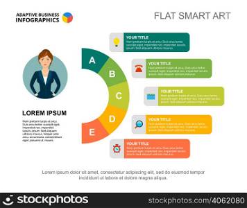 Business strategy slide template. Chart, design. Creative concept for infographic, report. Can be used for topics like leadership, enterprise, tasks