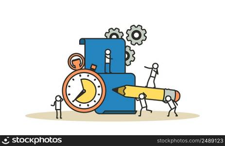 Business student plan work full time vector entrepreneurship service illustration. Agenda appointment assign course person. Meeting teamwork schedule office employee calendar. Organizer with clock