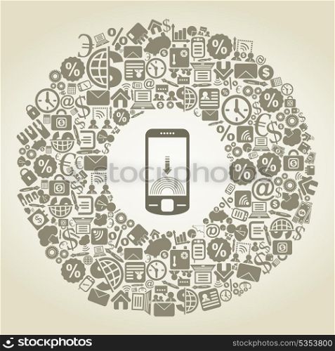 Business subjects round phone. A vector illustration