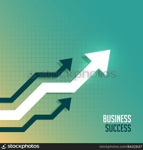 Business success growth arrow with upward arrow