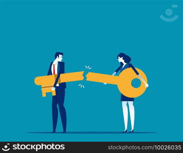 Business success key destroyed. Concept business broke vector illustration, Bankruptcy