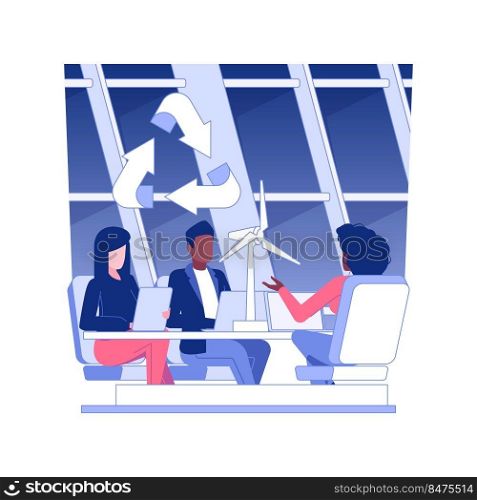 Business sustainability isolated concept vector illustration. Group of colleagues discussing new environmental project, business etiquette and responsibility, company rules vector concept.. Business sustainability isolated concept vector illustration.