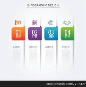 Business tab infographics template with 4 step. Can be used for workflow layout, diagram, number options, web design, presentations,index,abstract background