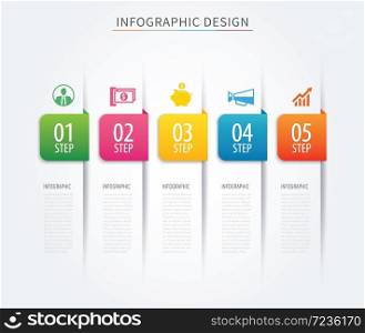 Business tab infographics template with 5 step. Can be used for workflow layout, diagram, number options, web design, presentations,index,abstract background