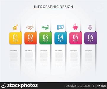 Business tab infographics template with 6 step. Can be used for workflow layout, diagram, number options, web design, presentations,index,abstract background