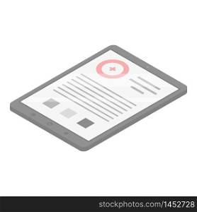 Business tablet icon. Isometric of business tablet vector icon for web design isolated on white background. Business tablet icon, isometric style