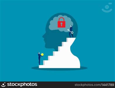 business take key for unlock brain , possitive thinking background