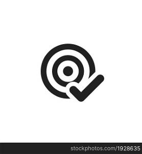 Business target icon, simple dartboard goal symbol concept in vector flat style.
