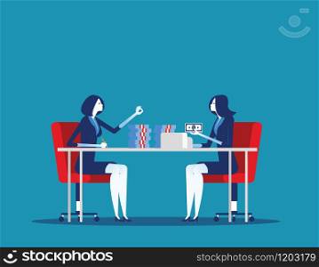 Business team and partner happy to profit growth. Concept business vector illustration. Flat design style.