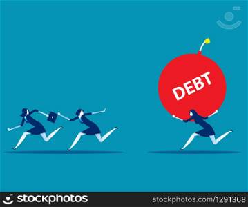 Business team and partner with big trouble. Concept business debt vector illustration. Flat character design, Cartoon style.
