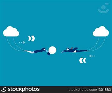 Business team and partnership exchange ideas. Concept business vector illustration, Flat business cartoon, Sport, Office worker, Life style.