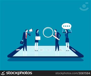 Business team and social marketing. Concept business vector illustration, Advertising, Online Market, Analysis Digital.
