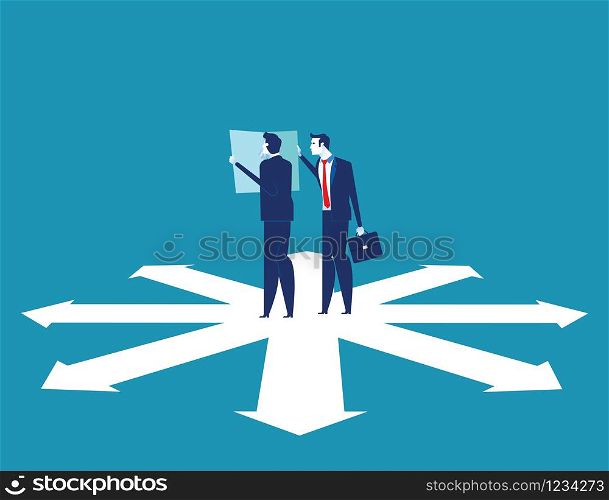 Business team are discussing on the direction to success. Concept business vector illustration.