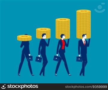 Business team carrying dollar sign. Business currency vector illustration