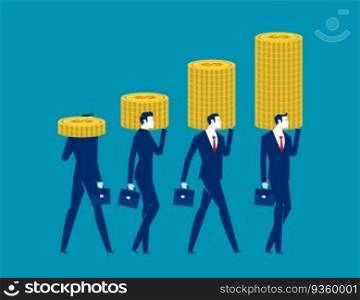 Business team carrying dollar sign. Business currency vector illustration