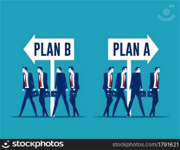 Business team choosing with plan A or plan B direction. Business strategy and planning