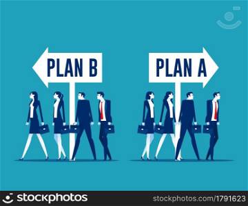 Business team choosing with plan A or plan B direction. Business strategy and planning