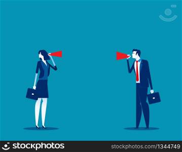 Business team communication through megaphone, Achievement, Technology, Teamwork