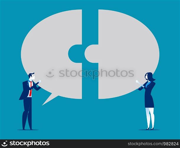 Business team communication with speech bubble. Concept business vector.