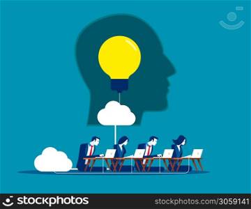 Business team creative ideas. Concept business vector illustration, Light bulb, Office work, Together.