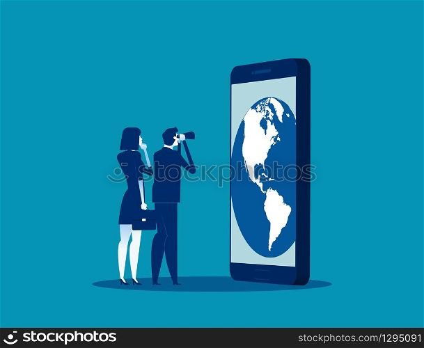 Business team education for to the global business. Concept business global knowledge vector illustration, Flat business cartoon design, Marketing , Partner and Character style.