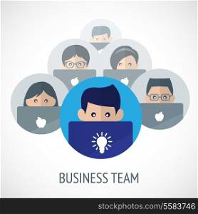 Business team emblem people working on computers vector illustration
