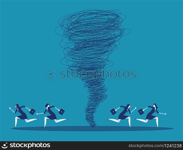 Business team escape on the tornado. Concept business vector illustration.
