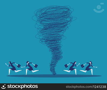 Business team escape on the tornado. Concept business vector illustration.