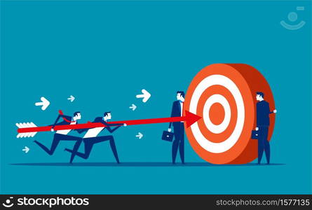 Business team goal achievement. Concept business vector illustration, Motivation, Support & Partner, Successful.