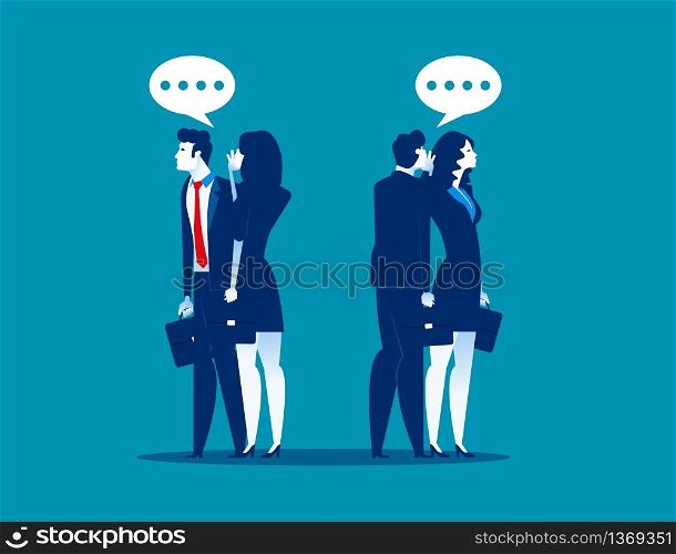 Business team gossip something to another. Concept business partnership vector illustration, Communication, Whisper.