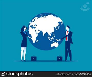 Business team holding the globe. Concept business vector illustration.