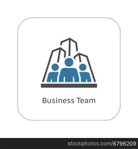 Business Team Icon. Flat Design.. Business Team Icon. Business and Finance. Isolated Illustration. A group of people with skyscrapers in the background