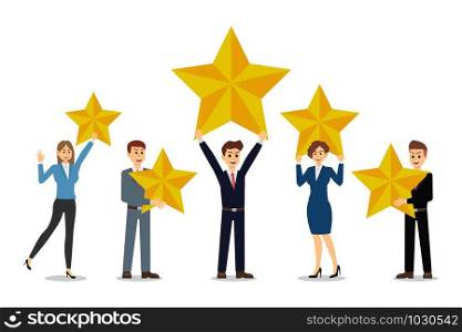 ?Business team is happy to be successful, high scores, star. Vector illustration.