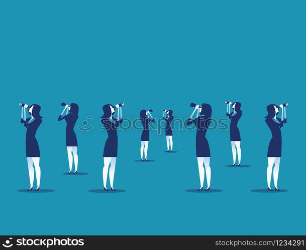 Business team looking into the distance. Concept business vector illustration. Flat character design.